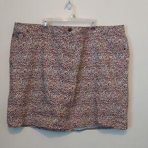 Jessica London Cream, Coral And Tan Demin Mini Skirt